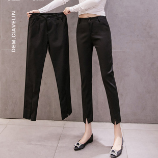裤 黑色铅笔八分裤 女九分职业休闲裤 高腰小脚裤 夏薄 OL春秋新款 西装