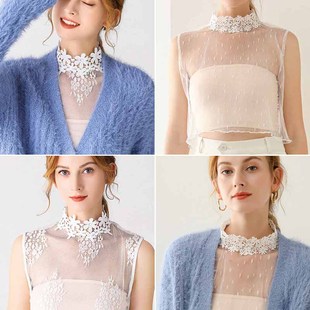 薄款网纱假领子 配裙子百搭衬衫春秋冬季内搭卫衣毛衣立领假衣领