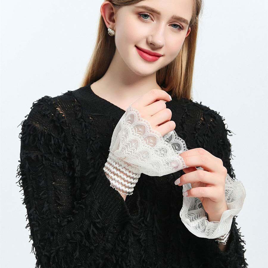 女蕾丝半手指双层假袖子