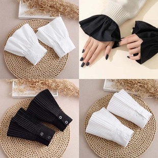 装饰短接假袖子女假袖口可拆卸蕾丝花边手腕套百搭毛衣卫衣双排扣