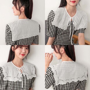 大翻领子假领子女百搭装饰配裙防晒花边棉蕾丝披肩外搭春秋夏冬季