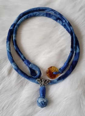 晨辉手创纯手工植物蓝染一锤定音复古S925银蝙蝠项链手链礼盒装