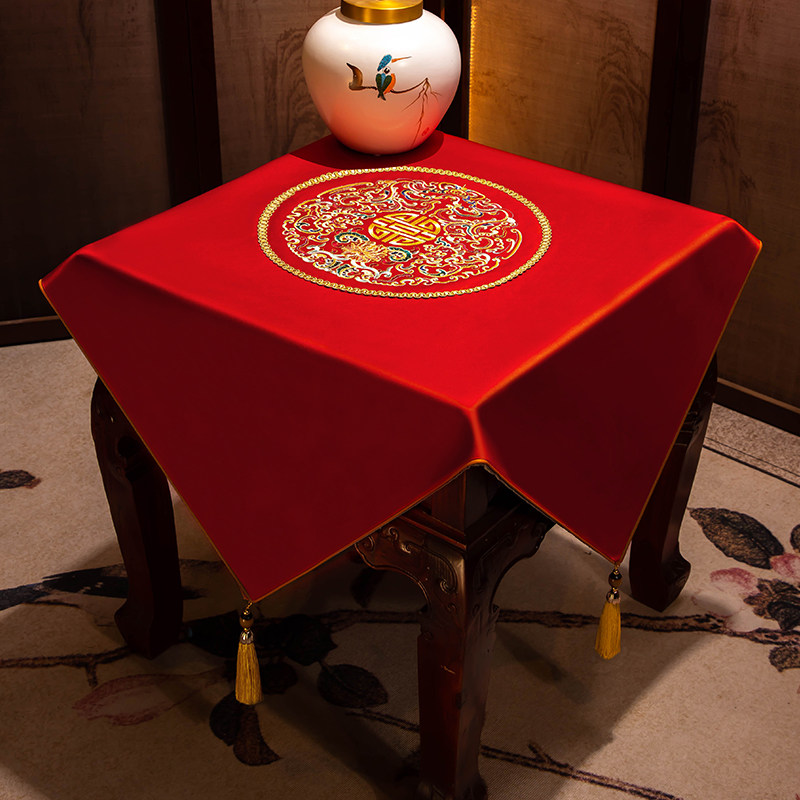 新中式床头柜盖布正方形冰箱防尘布垫布遮灰布家具防灰尘盖巾定制,居家布艺,桌布,淘宝优惠券,粉丝福利购,淘宝优惠卷