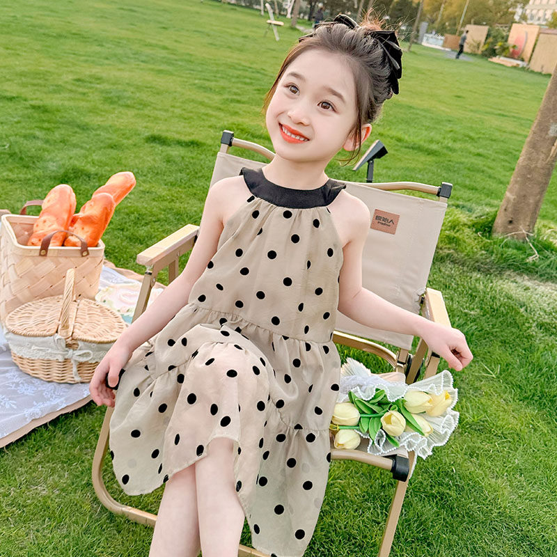 女童圆点蝴蝶结连衣裙夏装2026新款中小童时髦洋气裙子儿童亲子潮