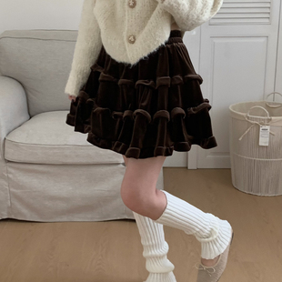 绒蛋糕短裙秋冬甜美高腰多层蓬蓬裙半身裙160868 April Flower