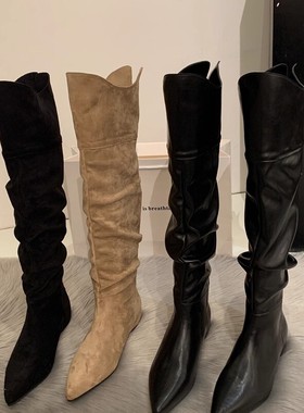 黛薇-瘦瘦靴高级感气质长筒靴骑士靴长靴(LOGO印花随机发)A1010-