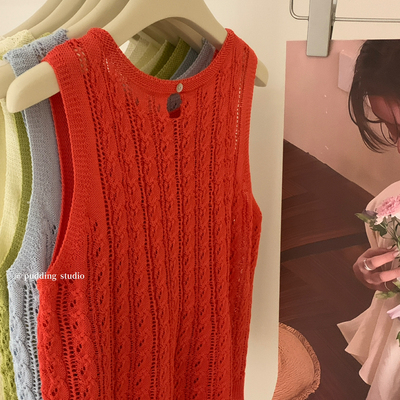 pudding布丁家-眉都给我冲它颜色绝绝子高端亚丽爽面针织马甲919