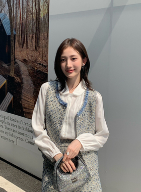 UONE-26年春上新精致气质小香风半身裙+马甲套装263167A