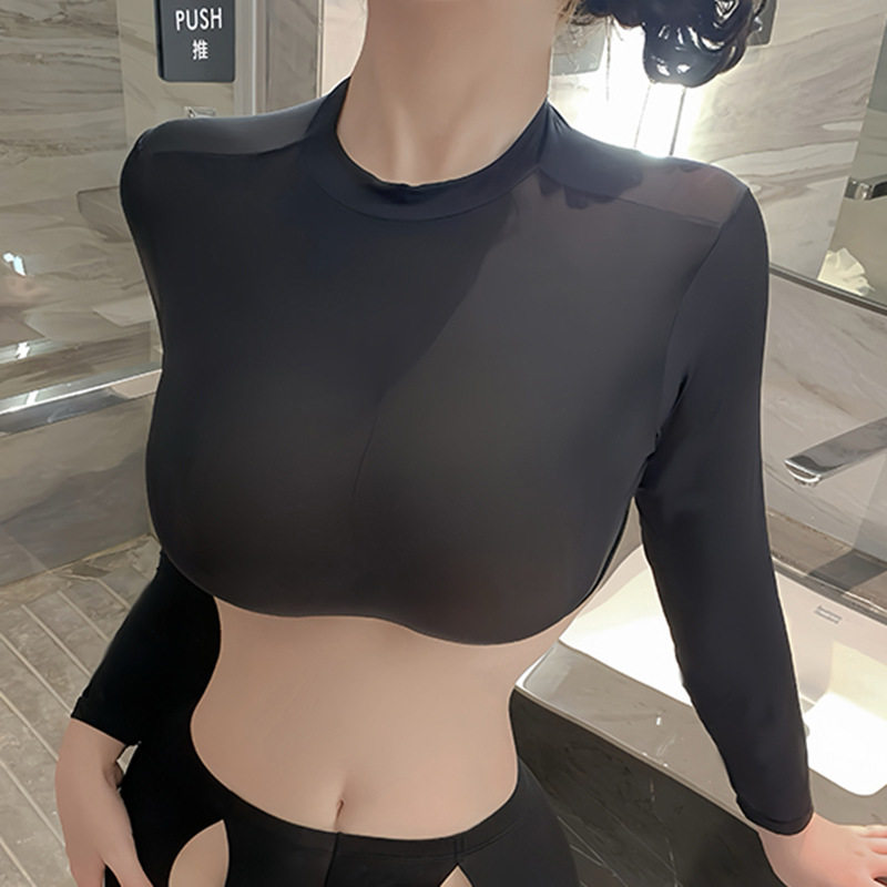 女式瑜伽服t恤高腰露肚脐显身材高弹紧身大胸女性感妩媚巨辣上衣