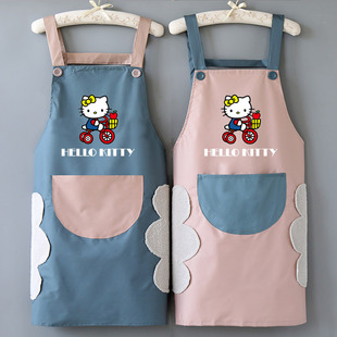 哈喽KT猫围裙网红款家用厨房防水防油好看女可爱韩版夏天薄款超薄