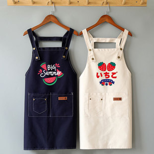 加肥大码围腰防油日系帆布纯棉透气围裙可爱男女年轻洋气新款定制