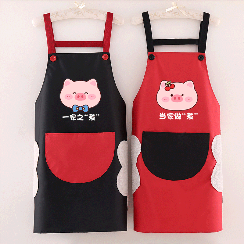 可爱小猪背带防水防油防污围裙