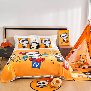 星级酒店装饰亲子房布置儿童房可爱卡通床尾巾高档宾馆民宿床旗