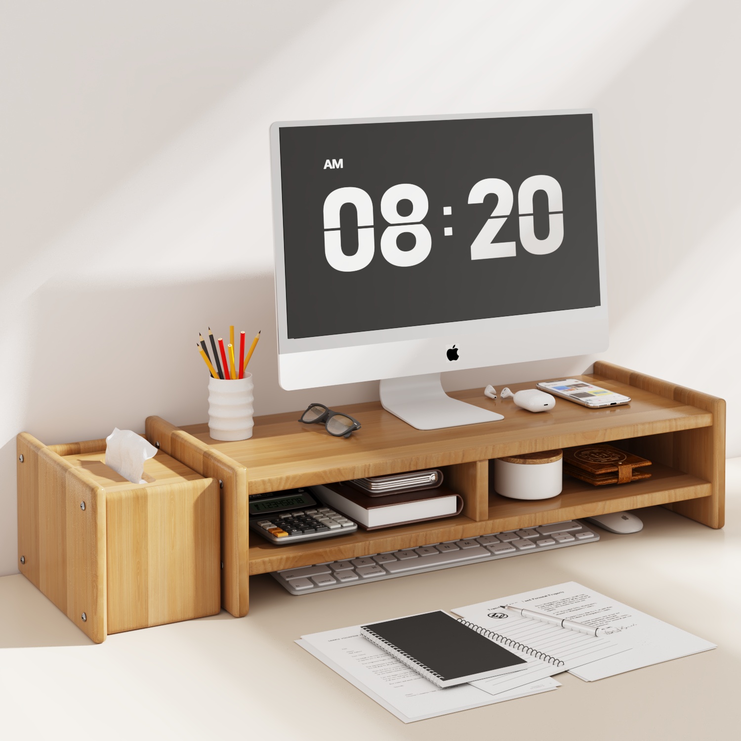 台式电脑增高架办公室工位显示器抬高架桌面显示屏改造置物垫高架