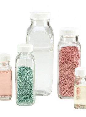 Wheaton 方形瓶透明密封储物罐 圆形瓶罐子带盖杂粮收纳样品进口