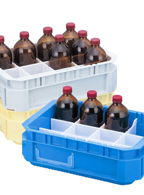ASONE试剂瓶托盘 玻璃瓶收纳盒塑料托盘带PP隔板整理盒进口亚速旺