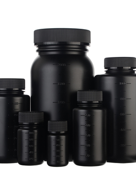 进口NIKKO黑色塑料瓶加厚HDPE试剂瓶刻度大小口样品包装避光密封