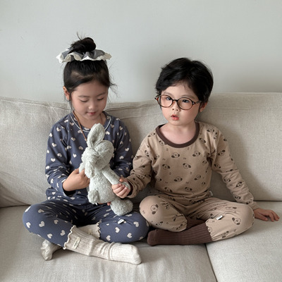 【薄款】秋季a类儿童睡衣秋衣秋裤男童女童纯棉内衣套莱卡家居服