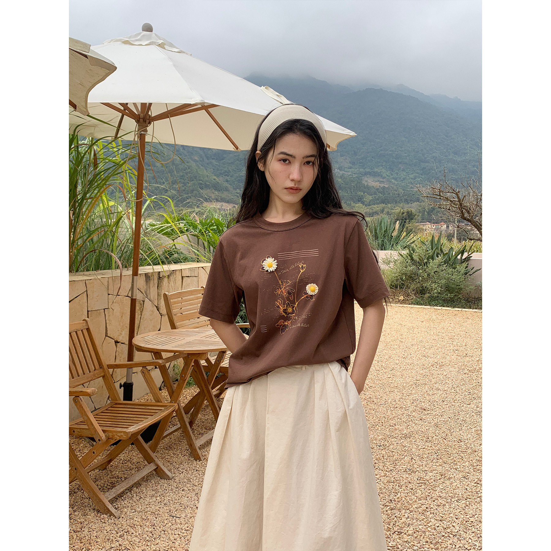 NEIHE内赫韩系立体印花短袖T恤2026年春夏季新款休闲打底衫女上衣