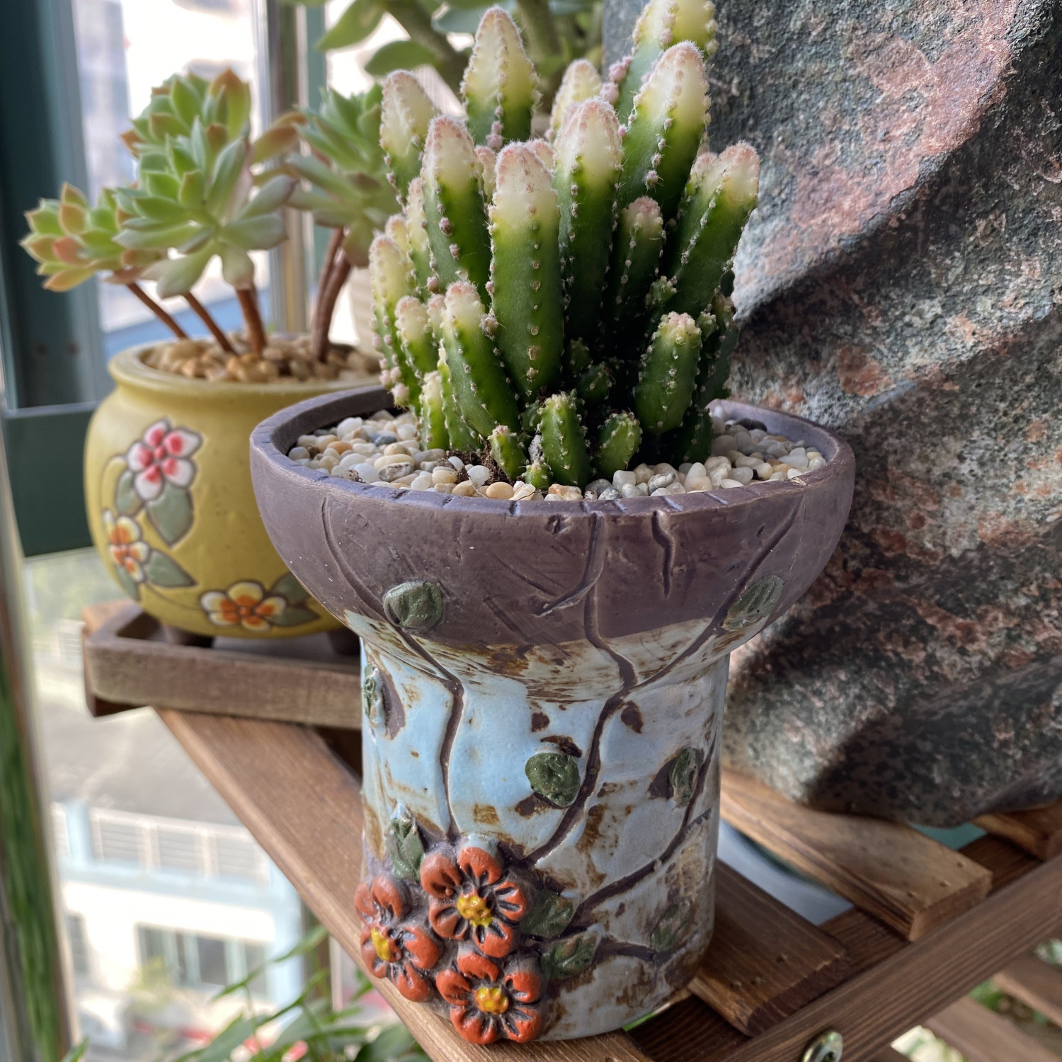 多肉植物手绘透气粗陶陶瓷花盆