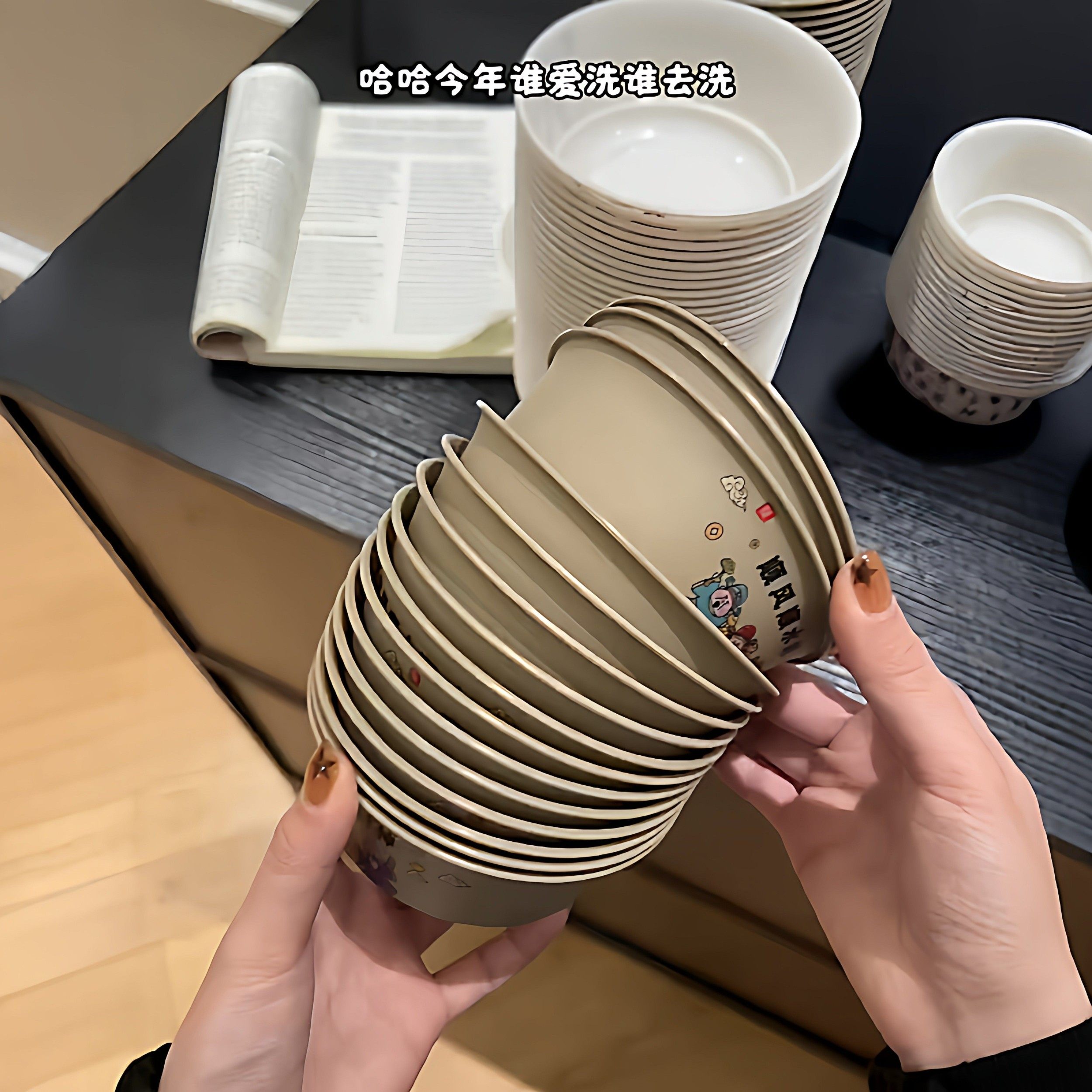 稻壳一次性碗食品级家用加厚耐高温过年聚餐年夜饭餐具可降解环保,餐饮具,可降解餐具/环保餐具,淘宝优惠券,粉丝福利购,淘宝优惠卷