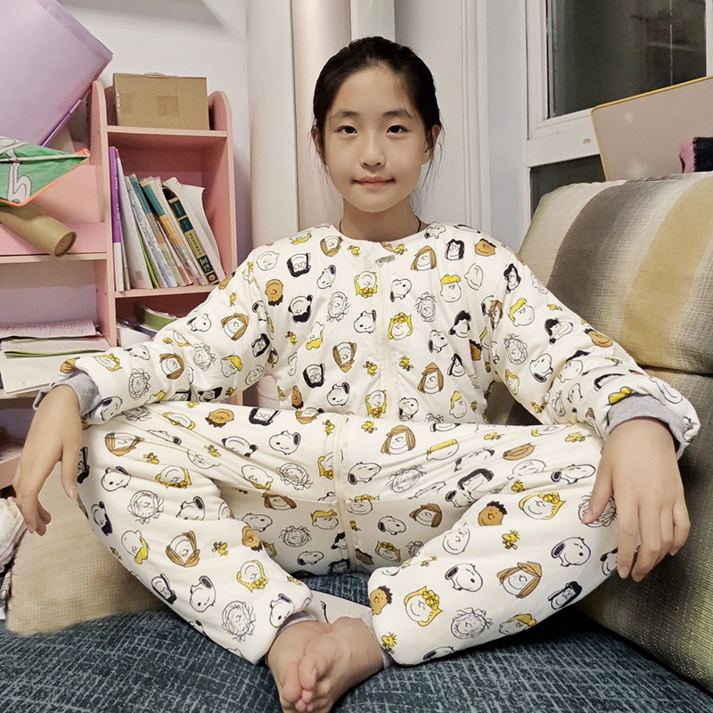 幼儿童防踢被秋冬季加厚宝宝连体睡袋夹加棉分腿睡袋纯棉男女