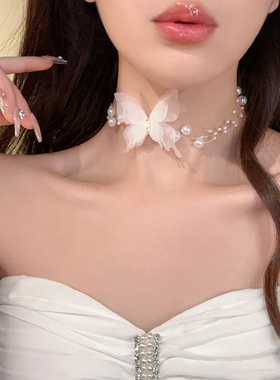 其他女生简约款高级蝴蝶结颈链