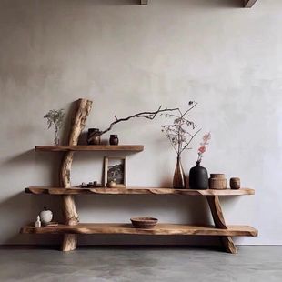 原木香樟木博古架置物架收纳复古实木多宝阁中式创意摆件家具书架