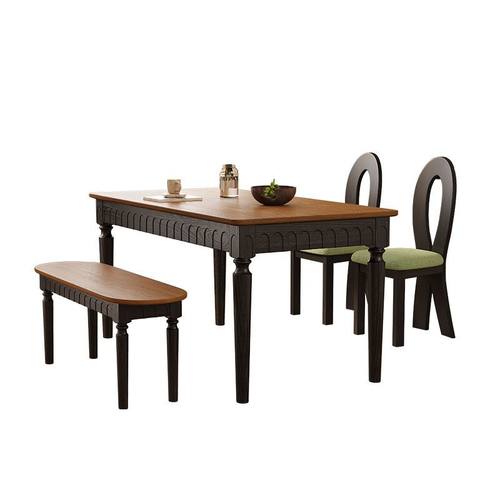 古风实木餐桌法式复古长方形简约家用小户型美式饭桌餐桌椅组合