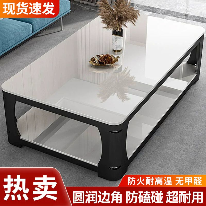 新款大理石钢化玻璃长方形双层耐用桌清仓茶几客厅现代家用小户型
