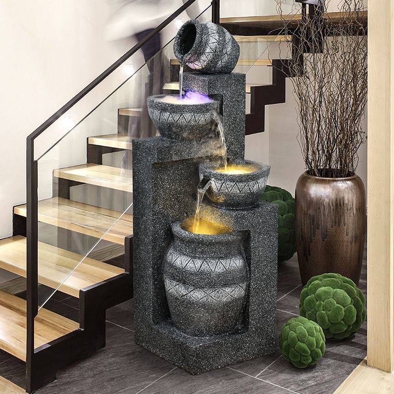 陶罐树脂欧式流水喷泉客厅阳台室内花园布置装饰景观招财落地摆件