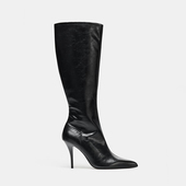 ZA2026秋冬新款 高跟靴复古尖头骑士靴不过膝长筒靴 侧拉链高筒修身