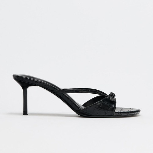 ZA一字带穆勒拖鞋露趾高跟凉拖鞋