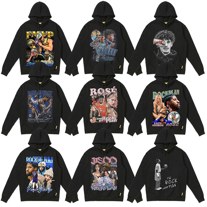摇滚计划球星合集连帽卫衣男黑色