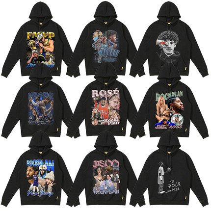 【球星合集】摇滚计划连帽卫衣美式篮球明星歌星人物头像长袖帽衫