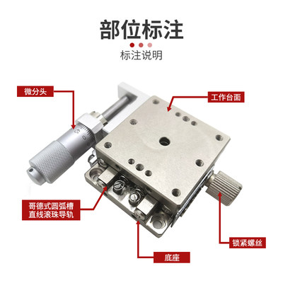 lbx406080轴手动位移平台高精密光学微调直线移动不锈钢滑台x//-c