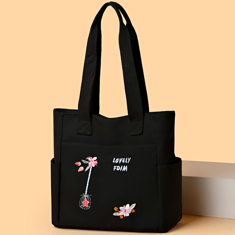 大容量包包2024新款潮流时尚绣花手提女包单肩包腋下包通勤托特包