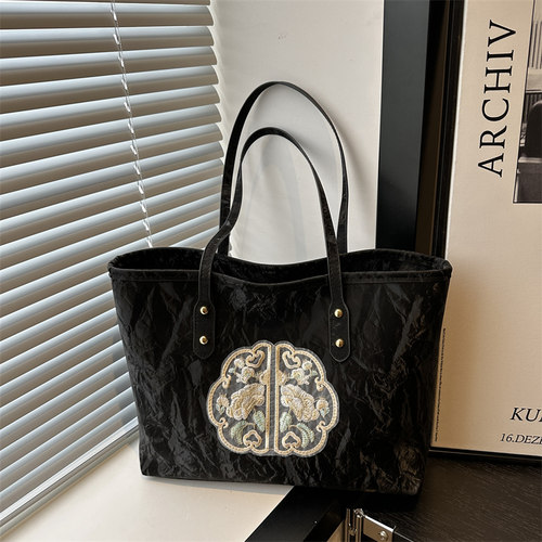 大容量包包夏新款国风潮时尚绣花手提包单肩包腋下包百搭托特包