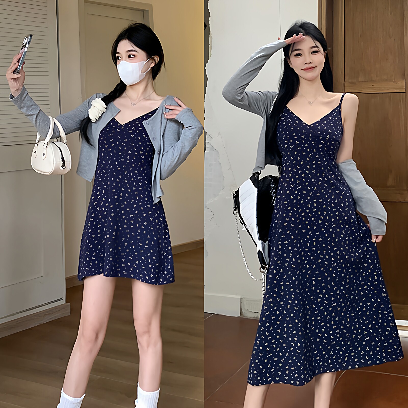 新势力时尚女装 时尚减龄V领碎花吊带连衣裙女特别漂亮掐腰小裙子