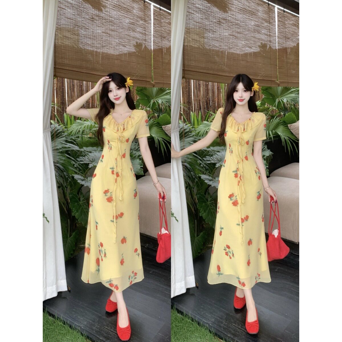 大码夏季显白显瘦碎花连衣裙