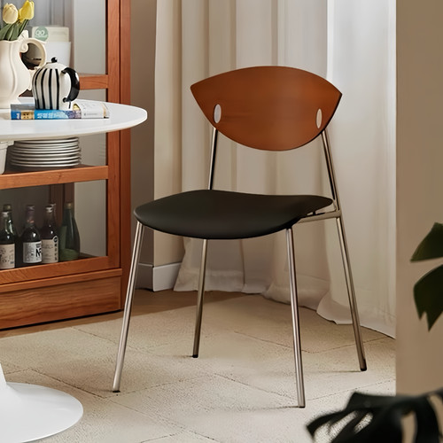 中古实木家用餐椅轻奢飞鸟椅休闲咖啡厅餐桌椅子设计师铁艺靠背椅