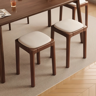 实木凳子家用可叠放软包板凳客厅木头矮凳简约现代小方凳餐桌椅子