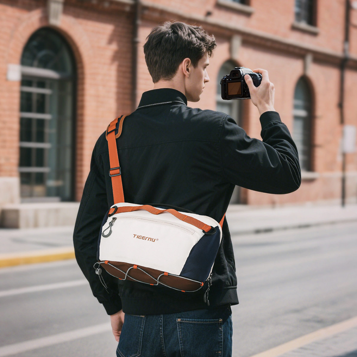 新款超轻防水摄影包可收纳抽绳包多功能相机包斜挎包单肩摄影包包