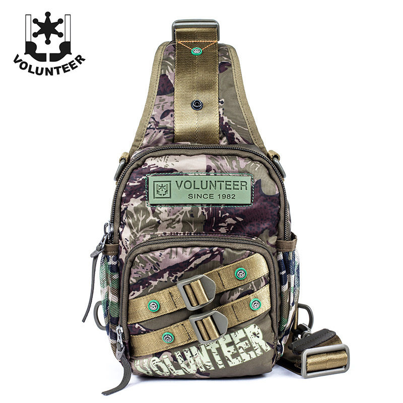 Volunteer户外便携迷彩斜挎包多功能单肩包男弹弓包胸包战术背包