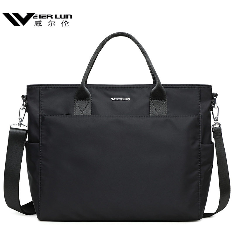 威尔伦大容量商务通勤包包男包公文包男士手提包单肩斜挎包电脑包