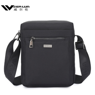 威尔伦新款单肩包男士斜挎包男包尼龙牛津布斜跨便携小背包休闲包
