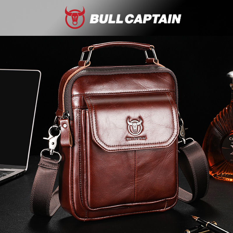 BULLCAPTAIN牛船长头层牛皮新款单肩斜挎包男真皮随身ipad小背包
