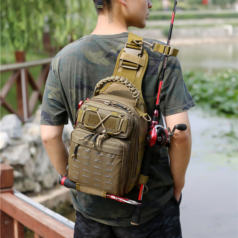 户外多功能路亚包新款特种训练背包斜挎单肩包战术男运动胸包迷彩