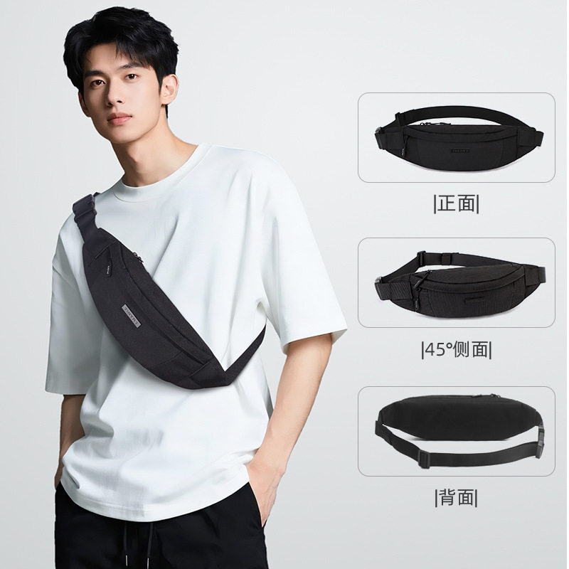 2025春新款男士腰包时尚便捷多隔层简约单肩包户外运动男款斜挎包