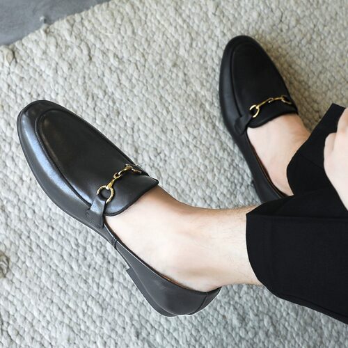 真皮一脚蹬小皮鞋男一脚蹬豆豆鞋